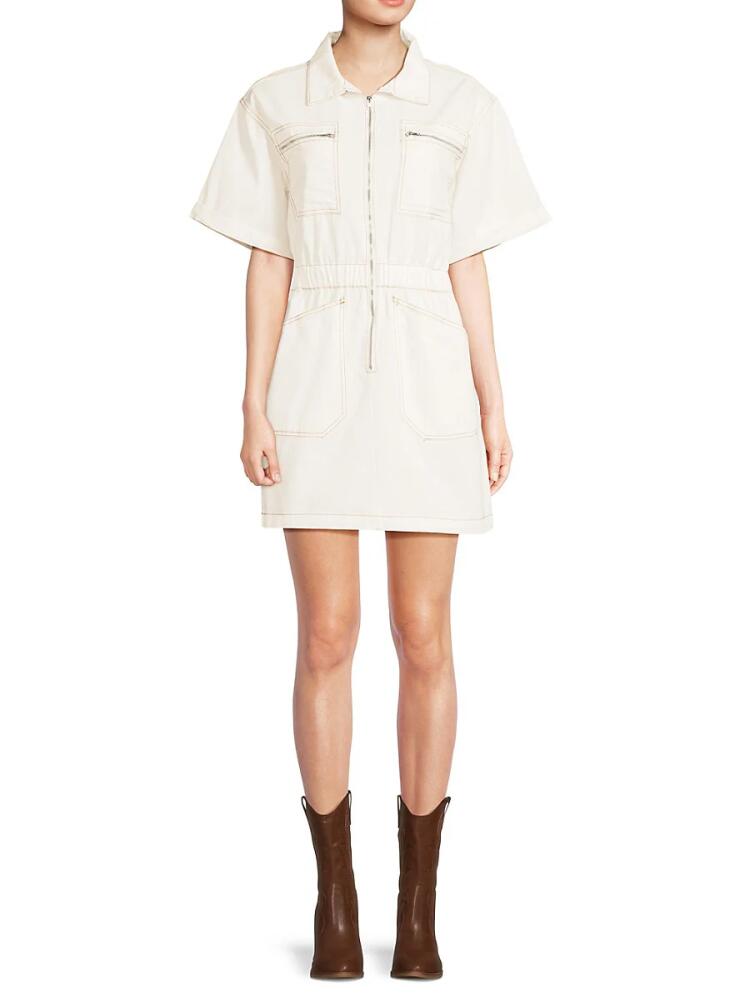 Lea & Viola Women's Twill Mini Fit & Flare Shirt Dress - Off White Cover