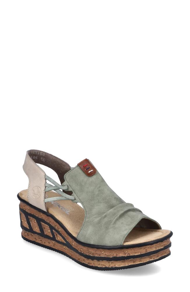 Rieker Rose 76 Platform Wedge Sandal in Schilf Amaretto Ginger Cover