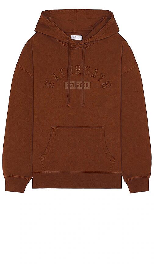 SATURDAYS NYC Warren Varsity Hoodie in Brown Cover