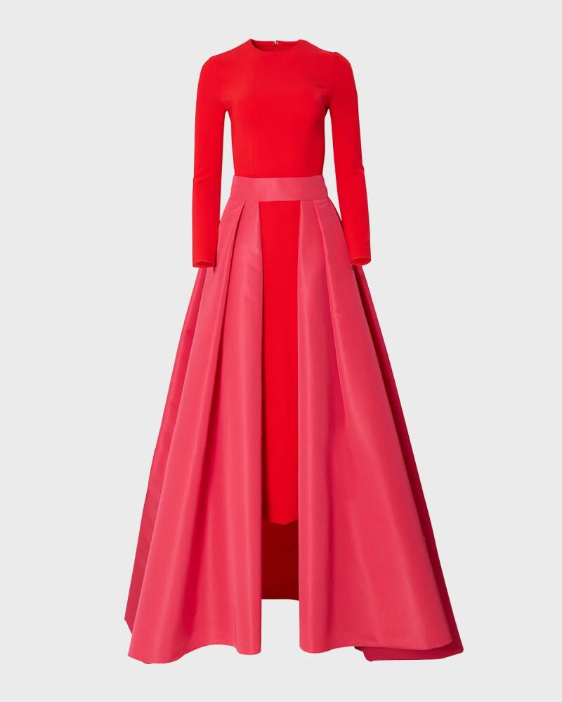 Carolina Herrera Column Gown with Attached Belted Overskirt Cover