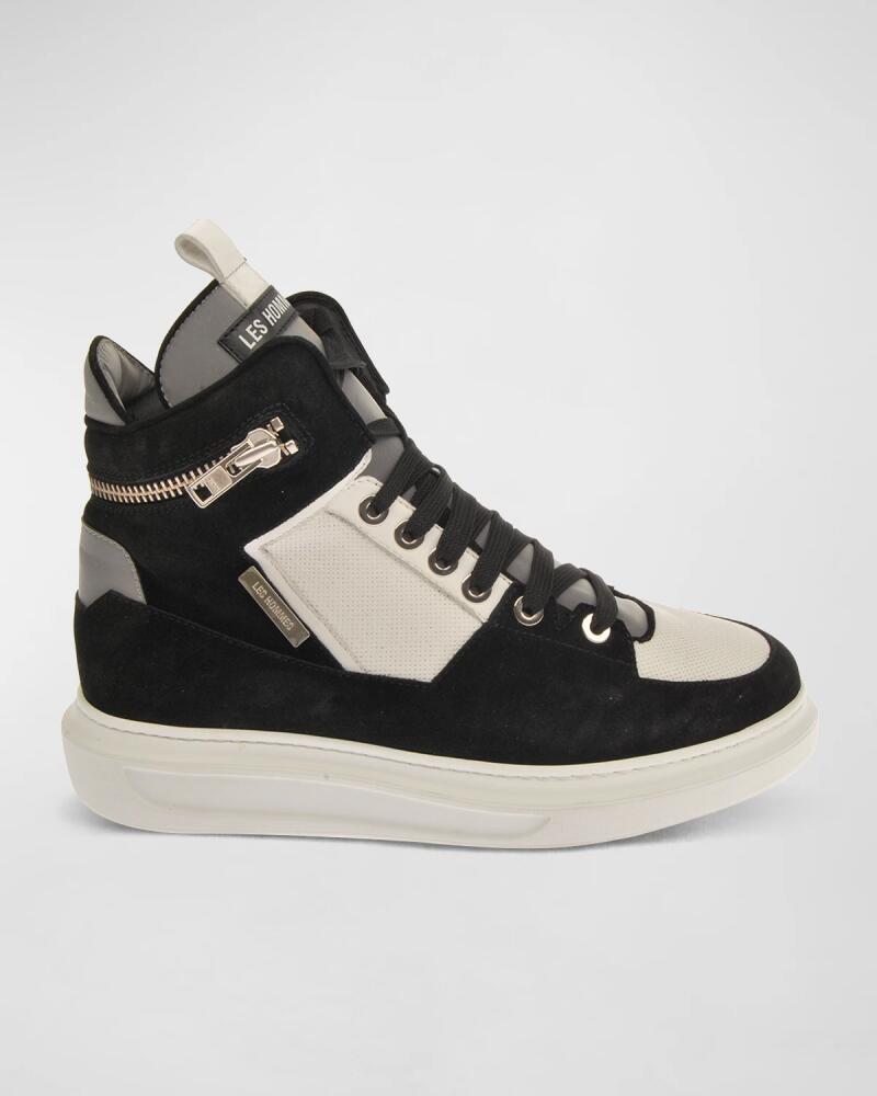 Les Hommes Men's Zip Mix-Media High-Top Sneakers Cover