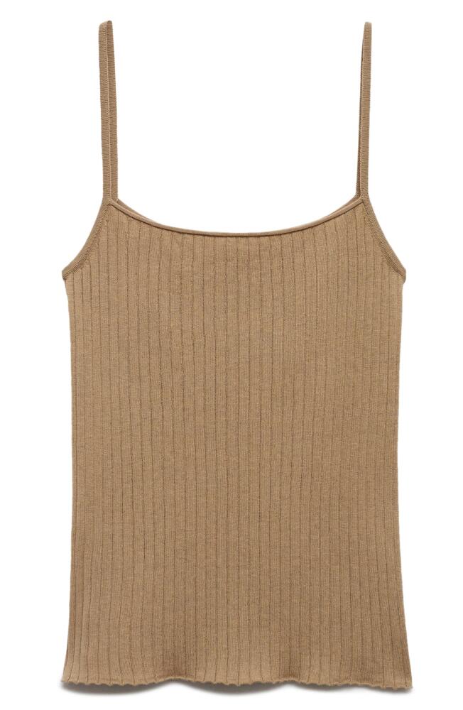 MANGO Rib Knit Camisole in Light/Pastel Brown Cover