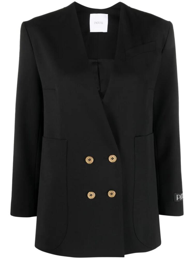 Patou collarless double-breasted blazer - Black Cover