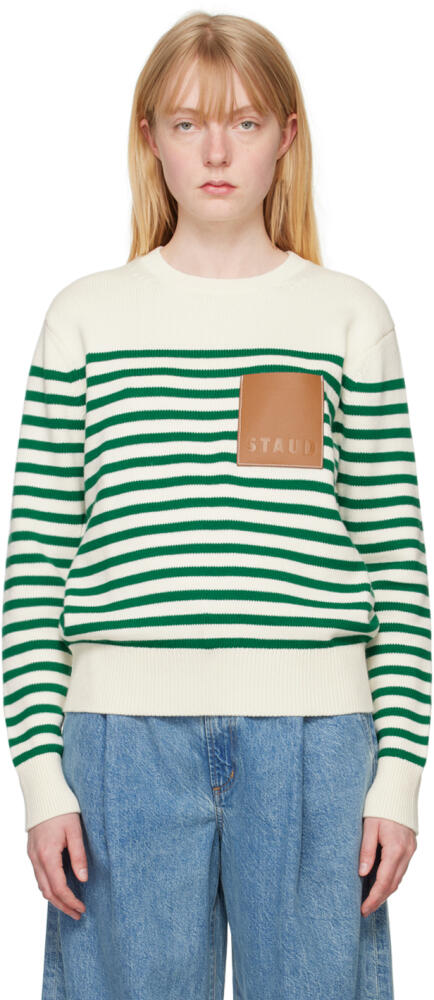 Staud Off-White & Green Sunset Sweater Cover