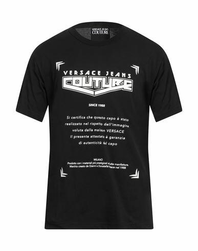 Versace Jeans Couture Man T-shirt Black Cotton, Organic cotton Cover