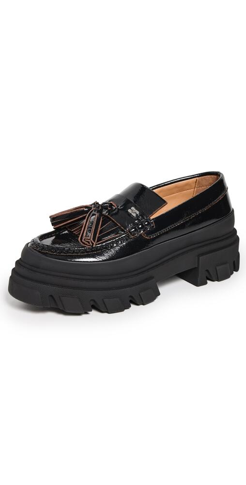 GANNI Cleated Naplack Loafers Black Cover