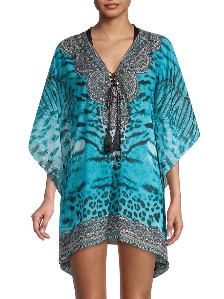 Ranee's Women's Animal-Print Cover-Up Top - Blue Cover