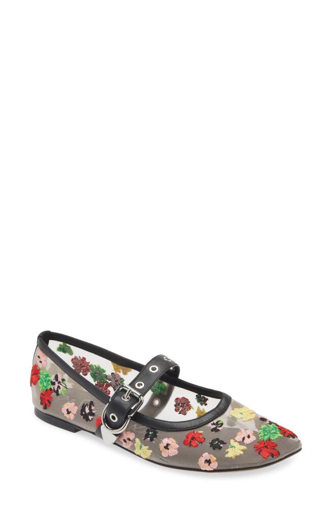 3.1 Phillip Lim Flowerworks Mesh Mary Jane Flat in Creme Multi Cover