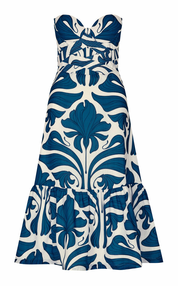 Andres Otalora - Mosaico Tiered Linen Bustier Midi Dress - Blue Cover