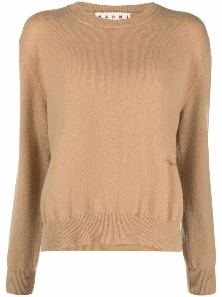 Marni logo-embroidered cashmere jumper - Neutrals Cover