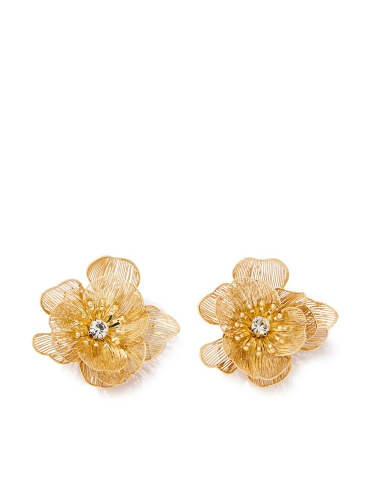 Carolina Herrera Flower stud-embellished earrings - Gold Cover