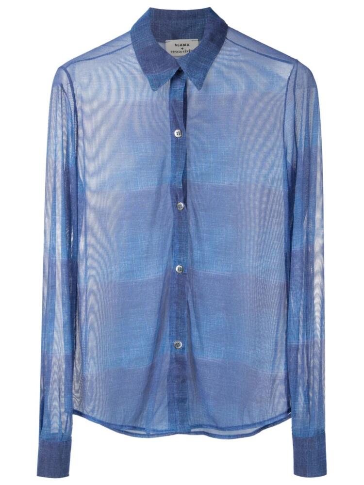 Amir Slama sheer-finish long-sleeved shirt - Blue Cover