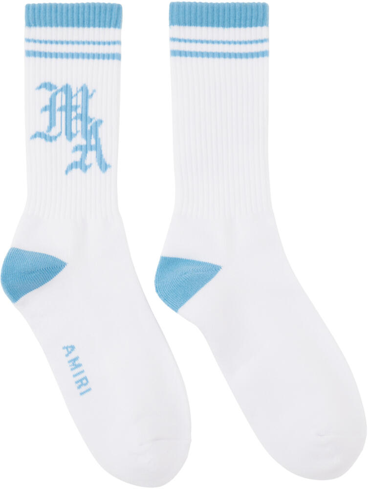 AMIRI White & Blue Varsity Socks Cover