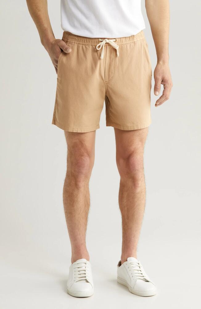 Marine Layer Saturday Elastic Waist Canvas Shorts in Khaki Cover