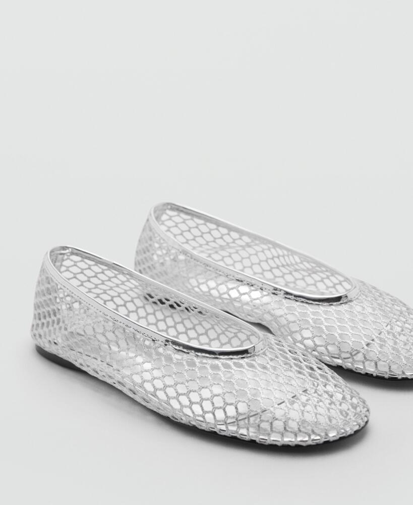 Mango Women's Metallic Mesh Shoes - Silver Cover