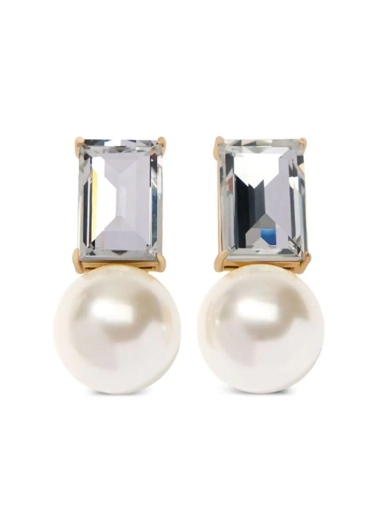 Carolina Herrera crystal-embellished earrings - Neutrals Cover