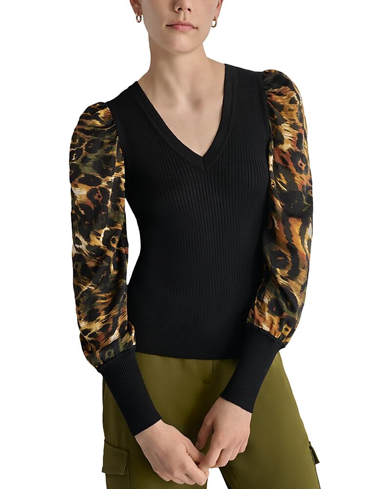 Dkny Mixed Media Printed Sleeve Sweater Cover