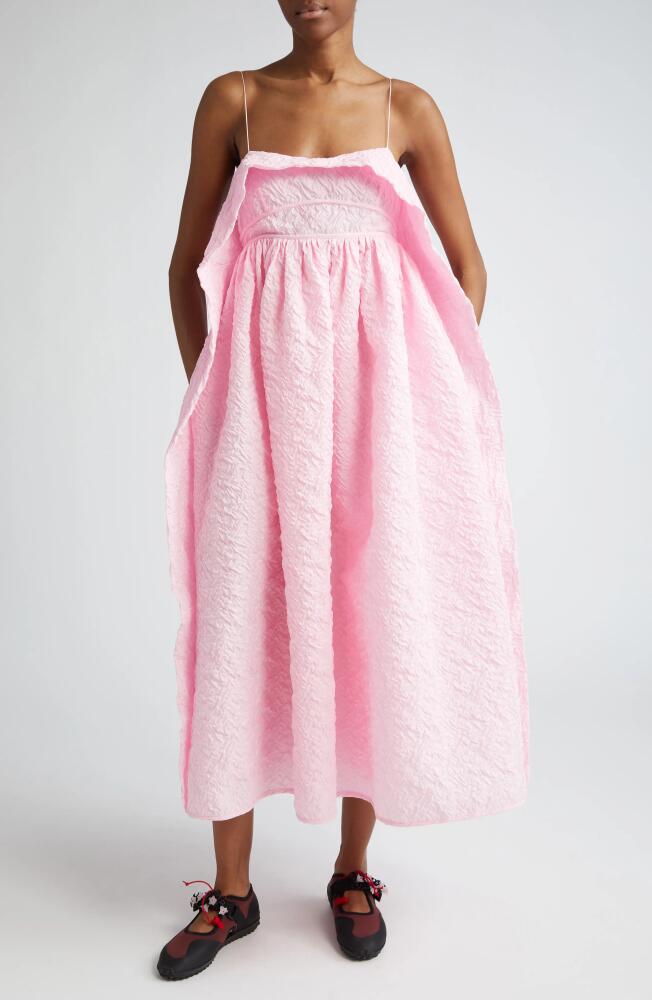 Cecilie Bahnsen Susa Grappolo Matelassé Midi Dress in Pink Cover