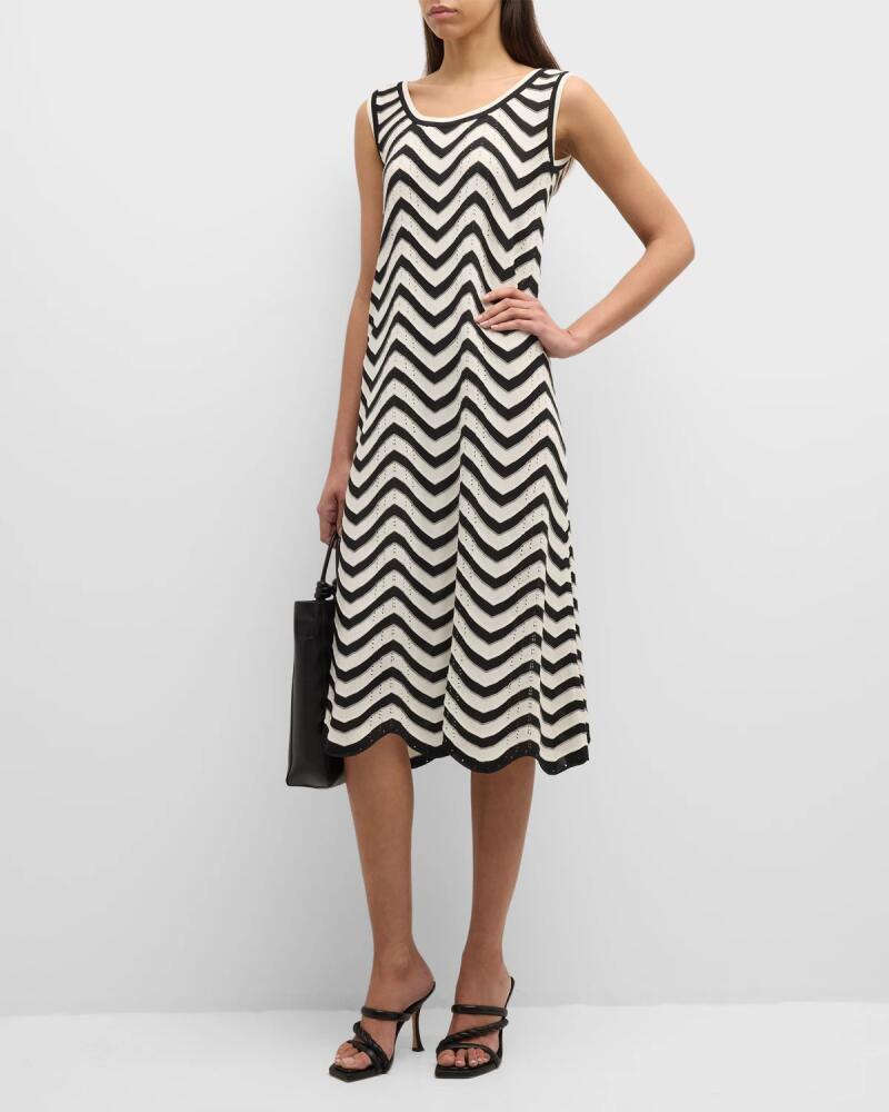 Misook Sleeveless Chevron Intarsia Midi Dress Cover