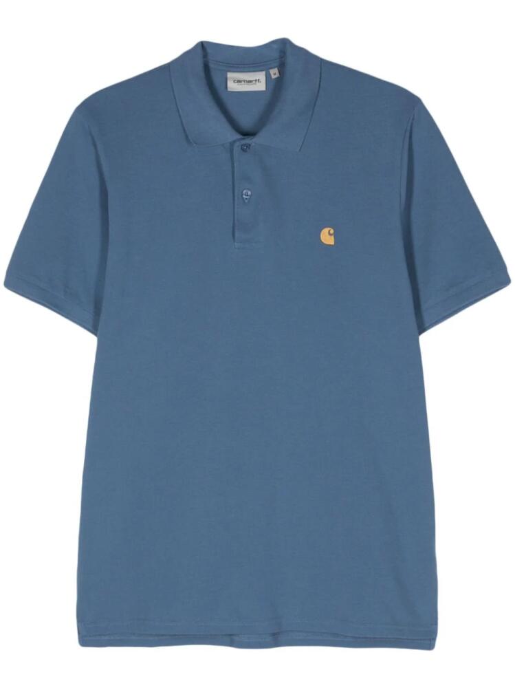 Carhartt WIP logo-embroidered cotton polo shirt - Blue Cover