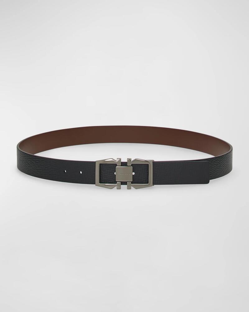 Ferragamo Men Gancini Buckle Leather Belt Cover