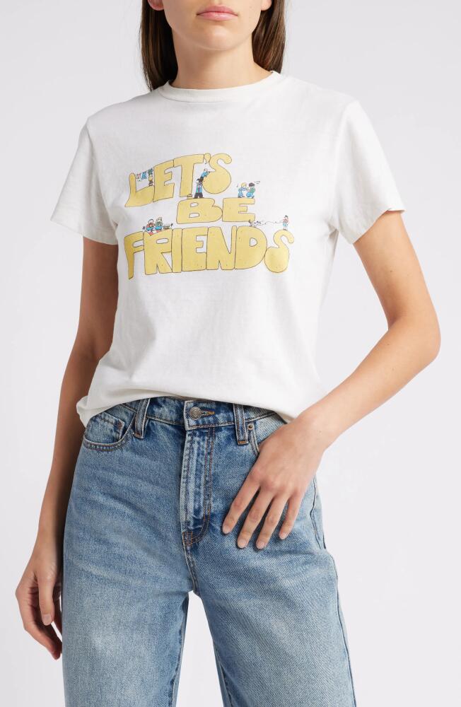 Re/Done Let's Be Friends Cotton Graphic T-Shirt in Vintage White Cover