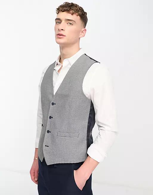 French Connection suit vest in black and gray check Cover