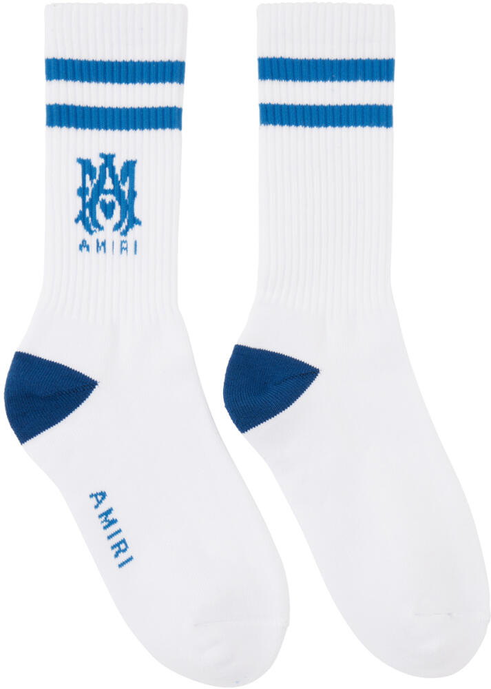 AMIRI White & Blue MA Stripe Socks Cover