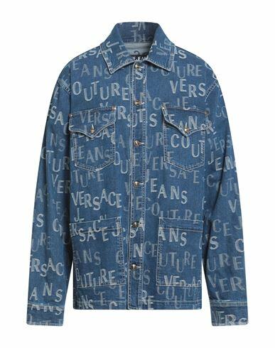 Versace Jeans Couture Man Denim outerwear Blue Cotton, Elastane Cover