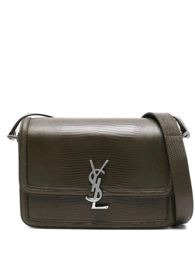 Saint Laurent Cassandre-plaque leather messenger bag - Green Cover