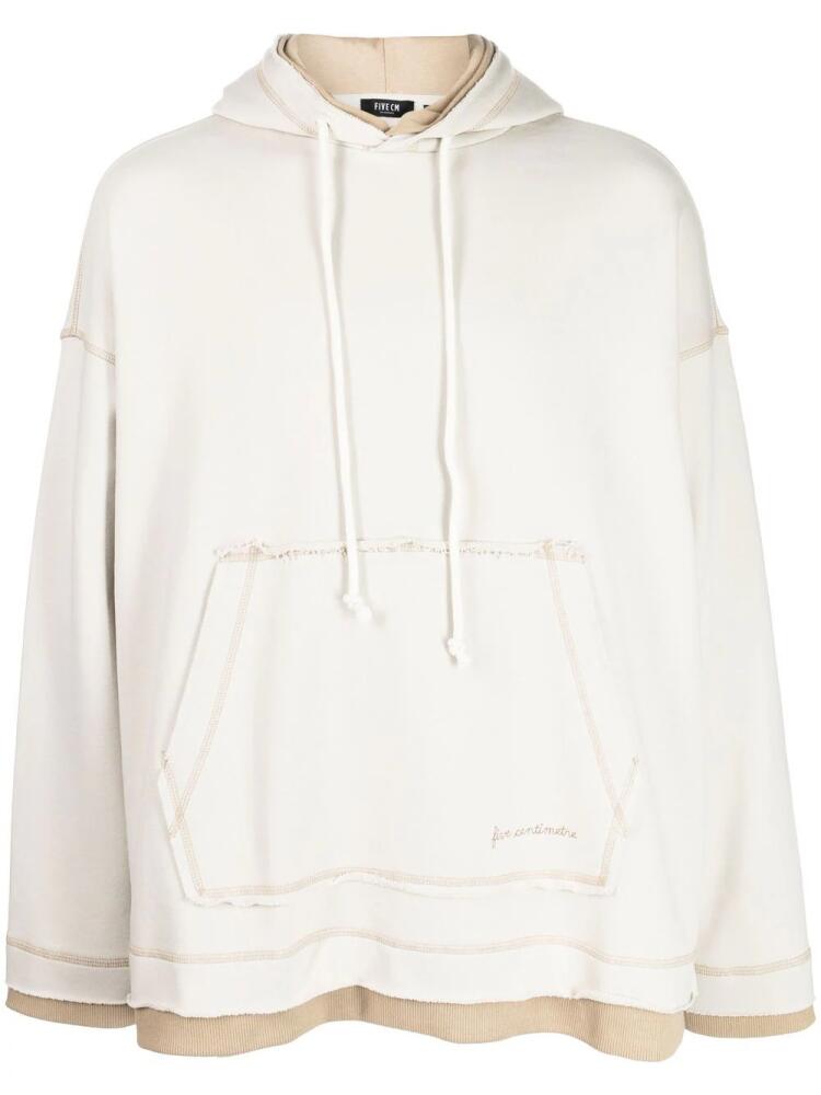 FIVE CM contrast-stitch drawstring hoodie - Neutrals Cover