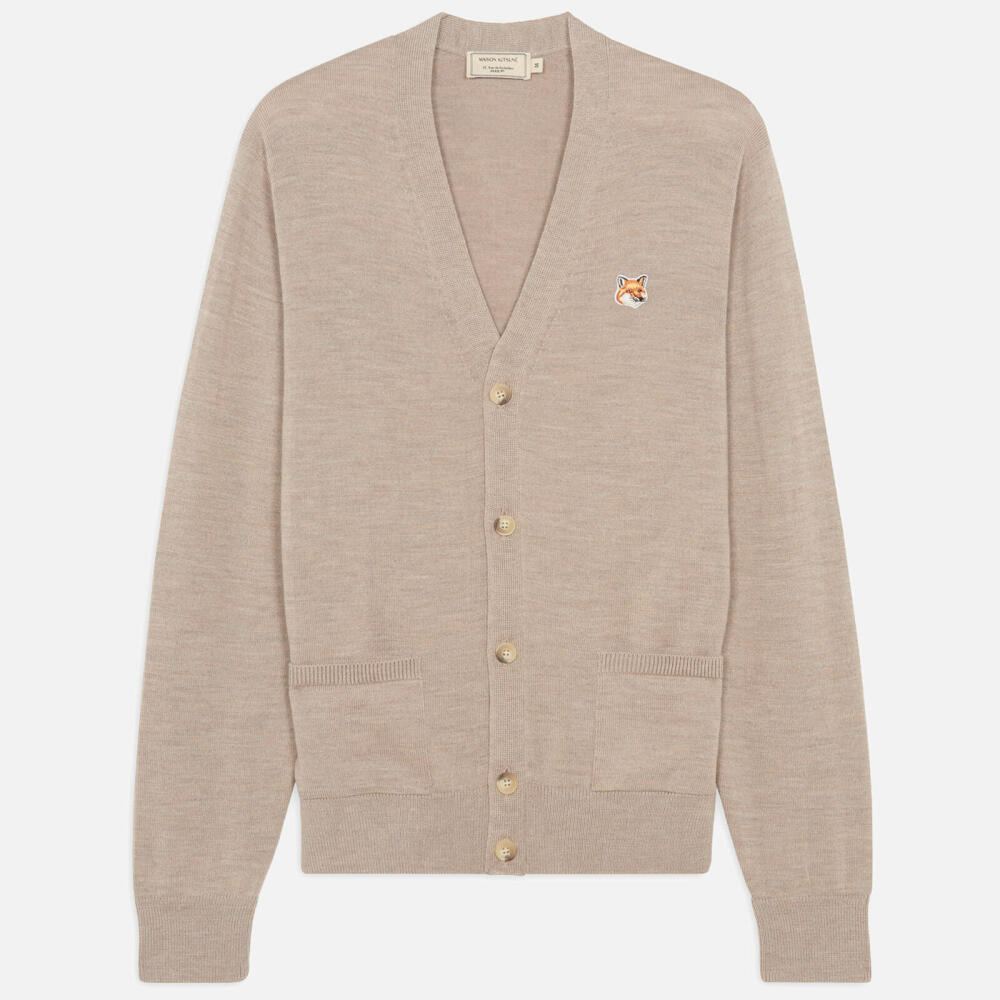 Maison Kitsuné Men's Fox Head Patch Cardigan - Beige Melange Cover