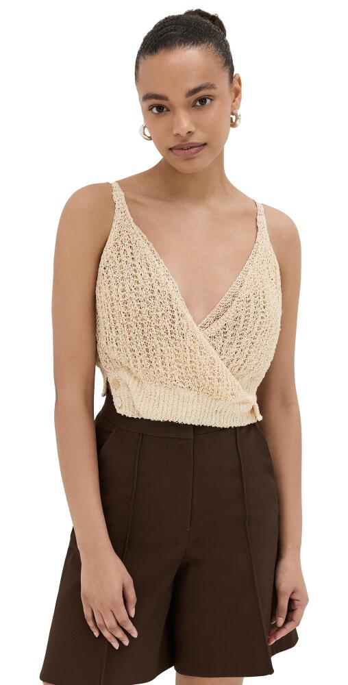 RECTO Twisted Detail Knit Top Light Beige Cover