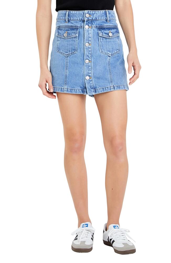 Grey Lab High Waist Button Front Denim Skort Cover