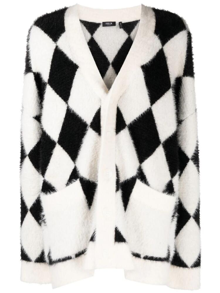 FIVE CM diamond-pattern fuzzy cardigan - Black Cover