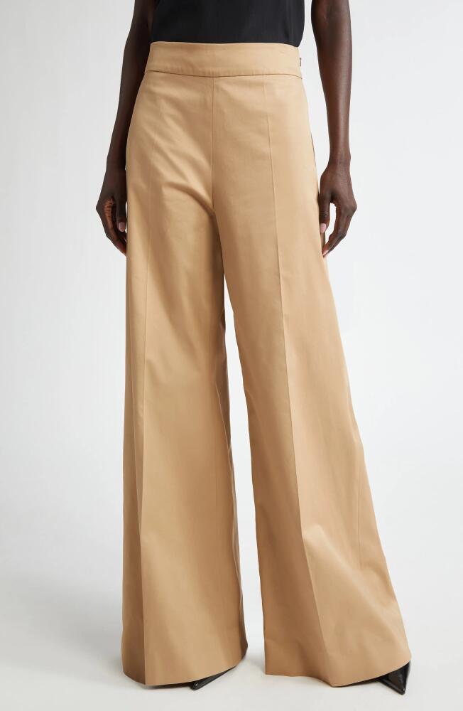 Carolina Herrera High Waist Wide Leg Pants in Sand Cover