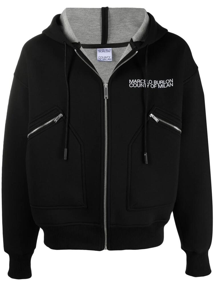 Marcelo Burlon County of Milan logo hooded bomber jacket - Black Cover