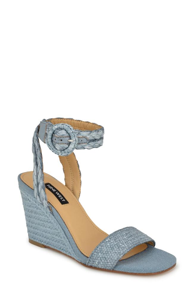 Nine West Nerisa Ankle Strap Espadrille Wedge Sandal in Medium Blue Cover