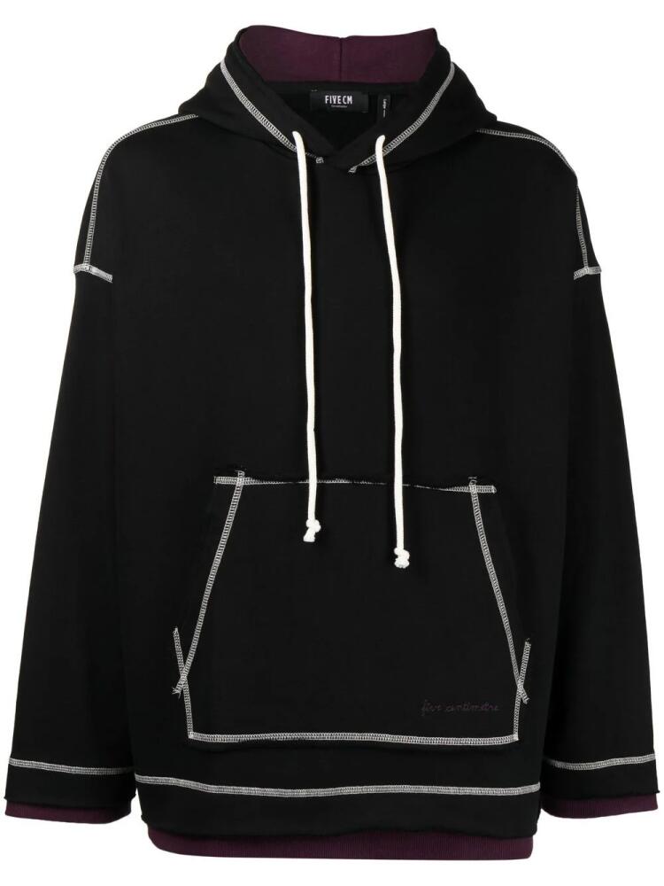 FIVE CM contrast-stitch hoodie - Black Cover