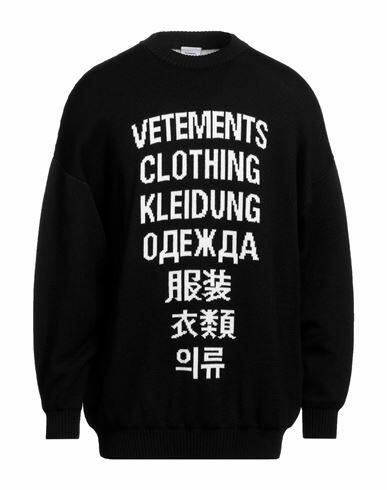 Vetements Man Sweater Black Merino Wool Cover