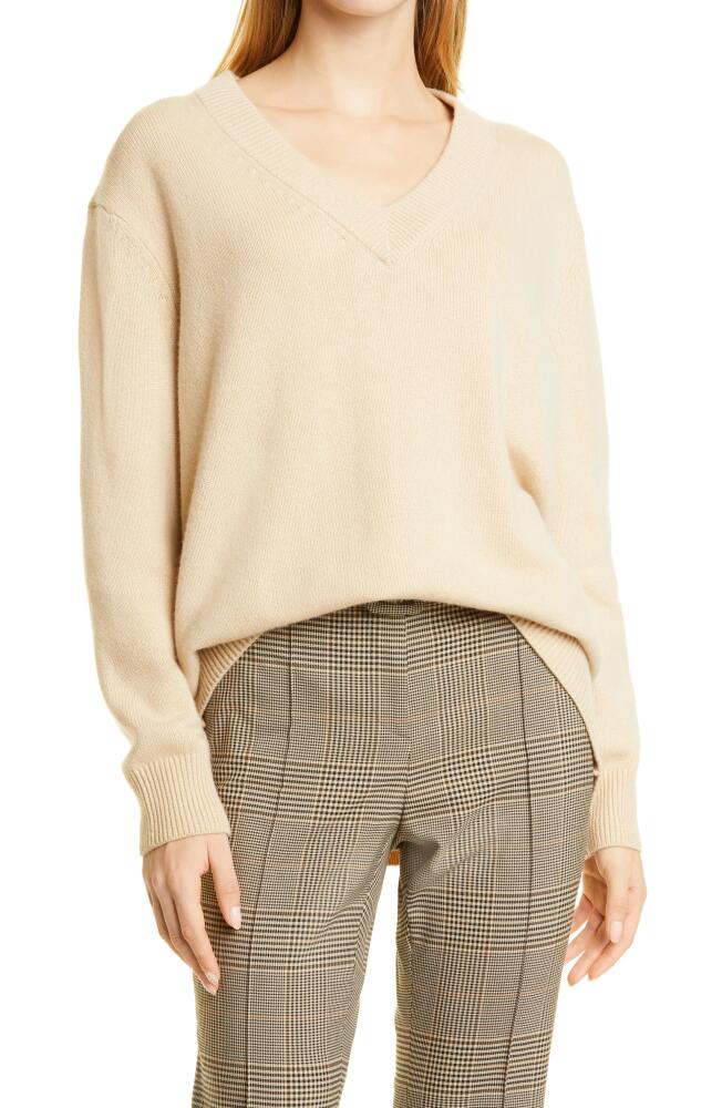 HUGO BOSS Frynnie V-Neck Cashmere Sweater in Maple Cover