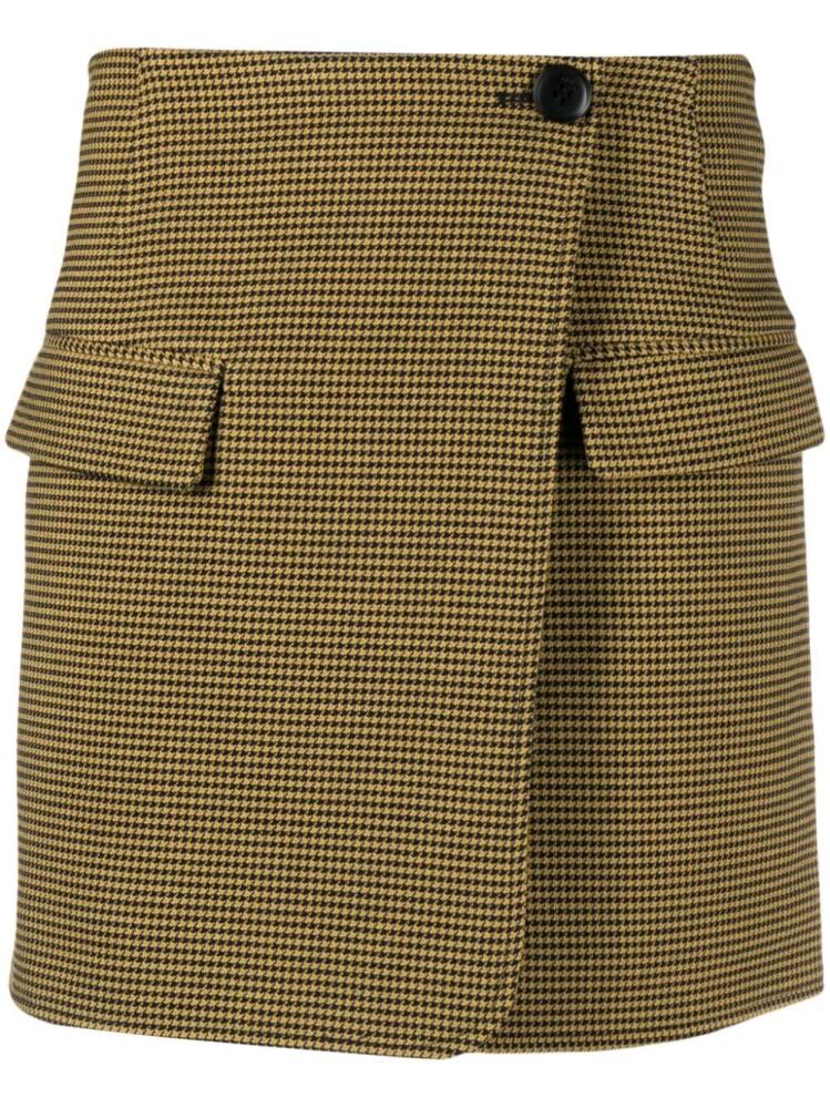 Gestuz houndstooth-pattern buttoned miniskirt - Yellow Cover