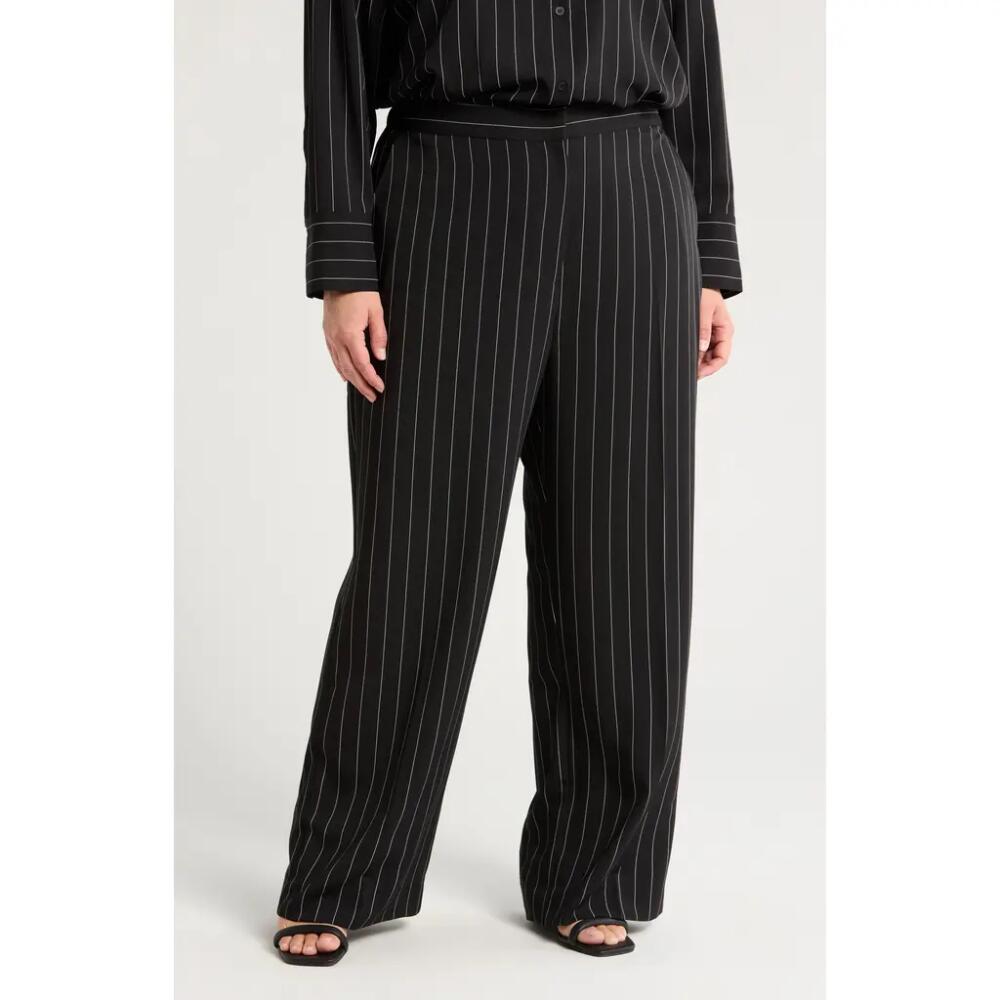 Nordstrom Stripe Stretch Twill Pants in Black Penelope Pinstripe Cover