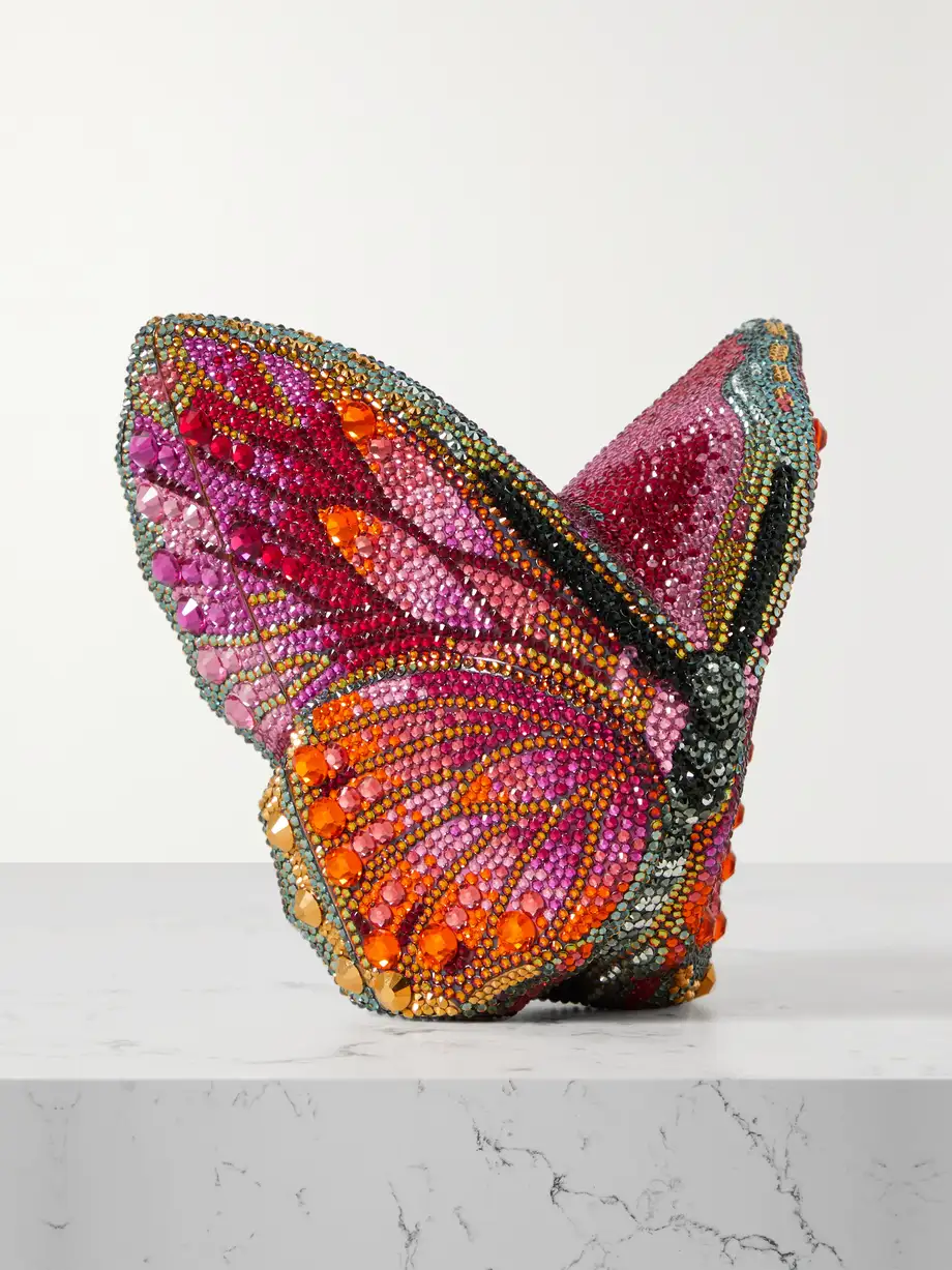 Judith Leiber Couture - Butterfly Fireclipper Crystal-embellished Gold-tone Clutch - Pink Cover