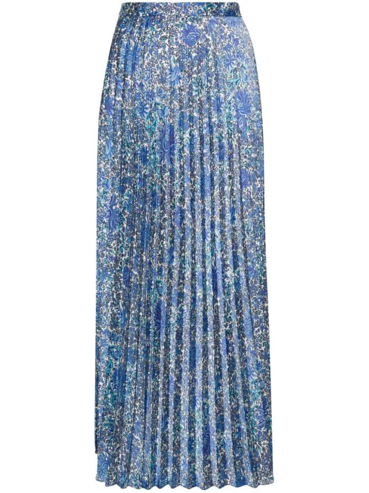 SANDRO paisley-print pleated midi skirt - Blue Cover