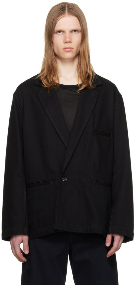 LEMAIRE Black Double-Breasted Denim Blazer Cover