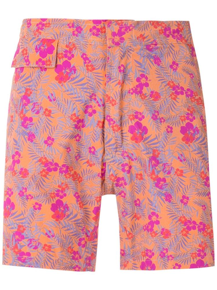 Amir Slama Floral tactel swim shorts - Orange Cover