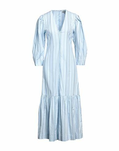 Ganni Woman Midi dress Sky blue Organic cotton Cover