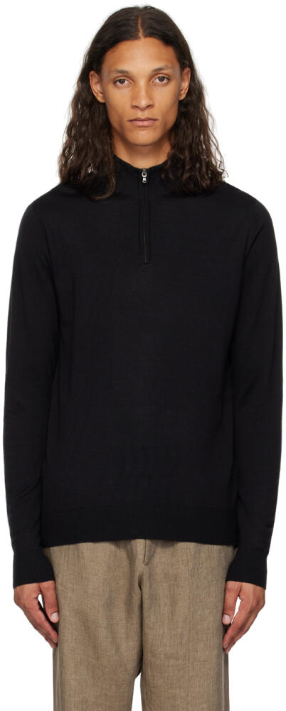 Sunspel Black Half-Zip Sweater Cover