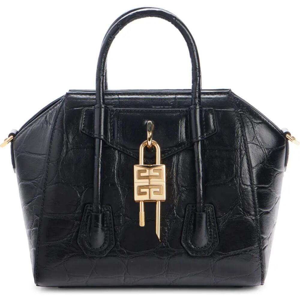 Givenchy Mini Antigona Lock Leather Satchel in Black Cover